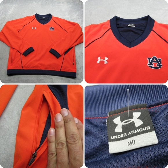 Auburn Tigers Jacket Mens Medium Under Armour Orange Water Resistant Anorak - Picture 1 of 14